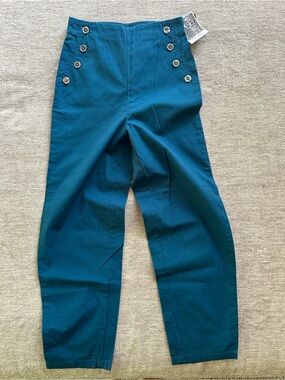 Sailor Button Deep Blue Pull On Poplin Pants